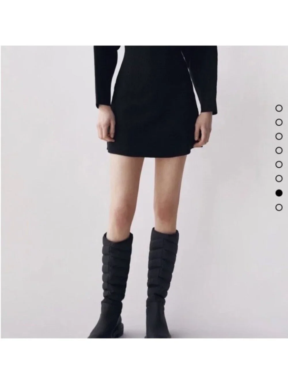 Zara Boots | Zara Low Heel Quilted Tall Chevron Boots Women US 6 Black Lug Sole